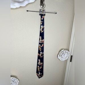 Vintage Calvin & Hobbs Comics Dancing Music Notes Blue & Purple Tie